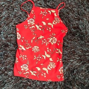 Red floral tank top